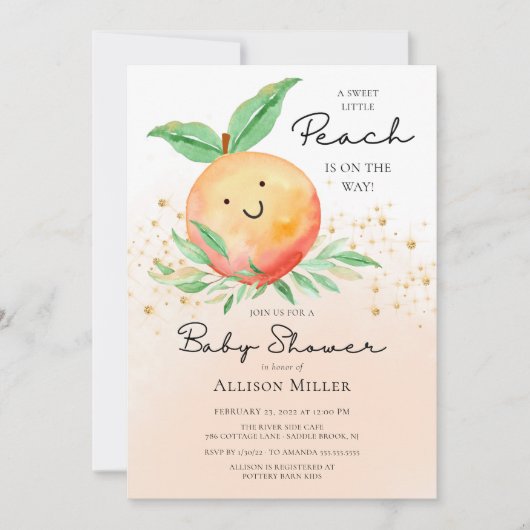 Invitation Baby shower Sweet Little Peach (Devant)