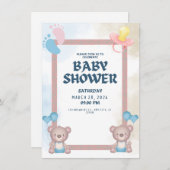Invitation Baby shower | Sweet Pastel Design (Devant / Derrière)
