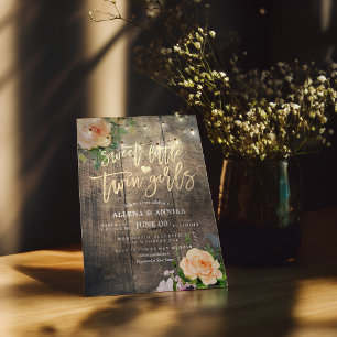 Invitation Baby shower Sweet Petites Filles jumelles Fleurs b