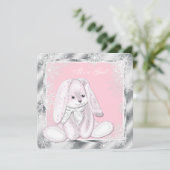 Invitation Baby shower Sweet Pink Snowflake Winter Wonderland (Debout devant)