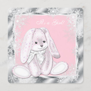 Invitation Baby shower Sweet Pink Snowflake Winter Wonderland