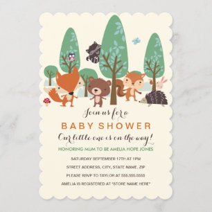 Invitation Baby shower Sweet Woodland Friends