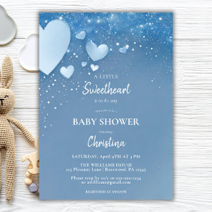 Invitation Baby shower Sweetheart Blue Valentine