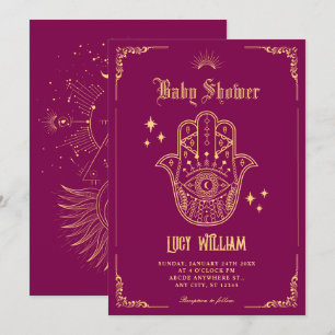 Invitation Baby shower symboles d'art bohème vintage