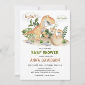 Invitation Baby shower T-Rex Dinosaur Twins (Devant)