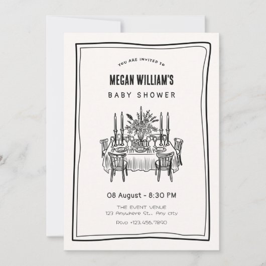 Invitation Baby shower table de dîner (Devant)