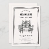 Invitation Baby shower table de dîner (Devant / Derrière)