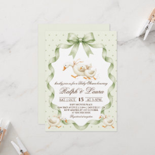 Invitation Baby Shower Tache de Canard Vert