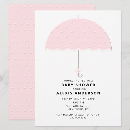 Invitation Baby Shower Tache Rose (Devant / Derrière)