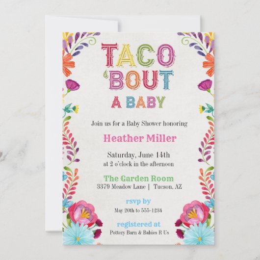 Invitation Baby shower Taco Fiesta (Devant)