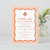Invitation Baby shower Tangerine de Little Cutie orange (Debout devant)
