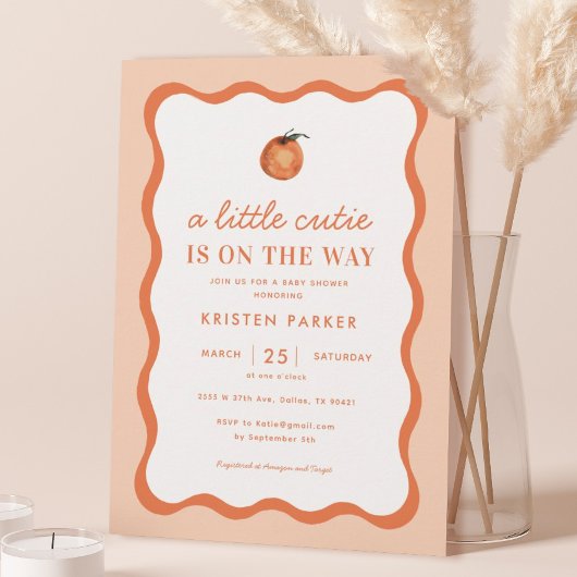 Invitation Baby shower Tangerine de Little Cutie orange