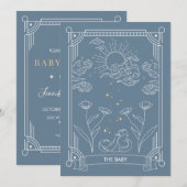 Invitation Baby shower Tarot Invitation, Céleste et Mystique (Devant / Derrière)