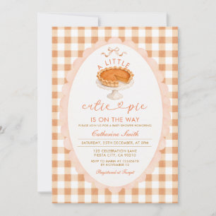 Invitation Baby Shower Tarte Automnale à Carreaux Orange