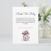Invitation Baby Shower Tasse Et Fleurs Demande De Livres (Debout devant)