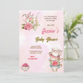 Invitation Baby shower Tea Party (Debout devant)