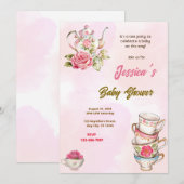 Invitation Baby shower Tea Party (Devant / Derrière)
