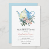 Invitation Baby shower Tea Party (Devant / Derrière)