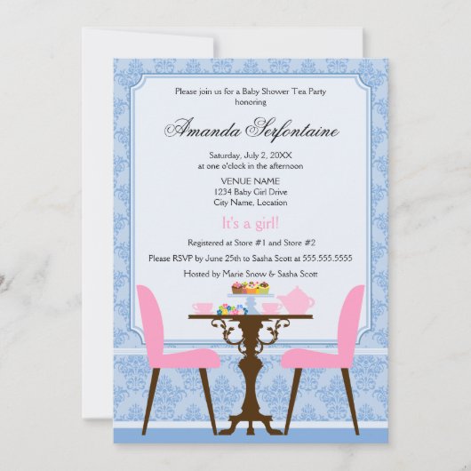 Invitation Baby shower Tea Party (Devant)