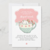 Invitation Baby shower Tea Party Lapin blanc (Devant)