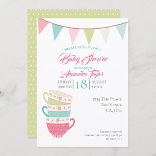 Invitation Baby shower Tea Party personnalisé