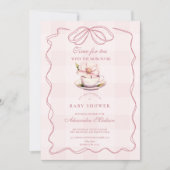 Invitation Baby shower Tea Party rose (Devant)