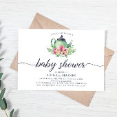 Invitation Baby shower Teapot Aquarelle