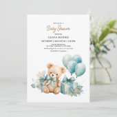 Invitation Baby shower Teddy Bear (Debout devant)