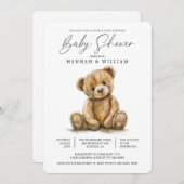 Invitation Baby shower Teddy Bear (Devant / Derrière)