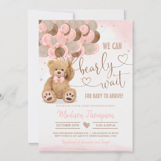 Invitation Baby shower Teddy Bear (Devant)