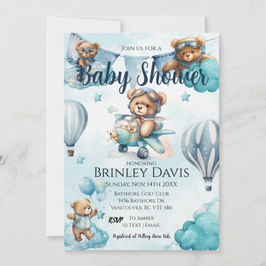 Invitation Baby shower Teddy Bear (Devant)