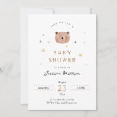 Invitation Baby shower Teddy Bear et Stars (Devant)