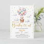 Invitation Baby shower Teddy Bear personnalisable (Debout devant)