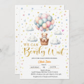 Invitation Baby shower Teddy Bear personnalisable (Devant / Derrière)