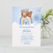 Invitation Baby shower Teddy Bear Rainbow Boys (Debout devant)