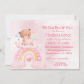Invitation Baby shower Teddy Bear Rainbow Girls (Devant)