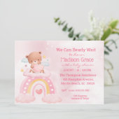 Invitation Baby shower Teddy Bear Rainbow Girls (Debout devant)