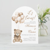 Invitation Baby shower Teddy Bear Twins (Debout devant)