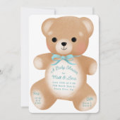 Invitation Baby shower Teddy Blue Bow (Devant)