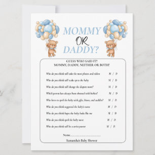 Invitation Baby shower Teddy Blue maman ou papa