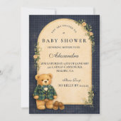 Invitation Baby Shower Teddy Classique à Carreaux pour Chambr (Devant)
