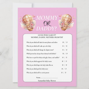 Invitation Baby shower Teddy Mommy ou papa Hot Air Balloon