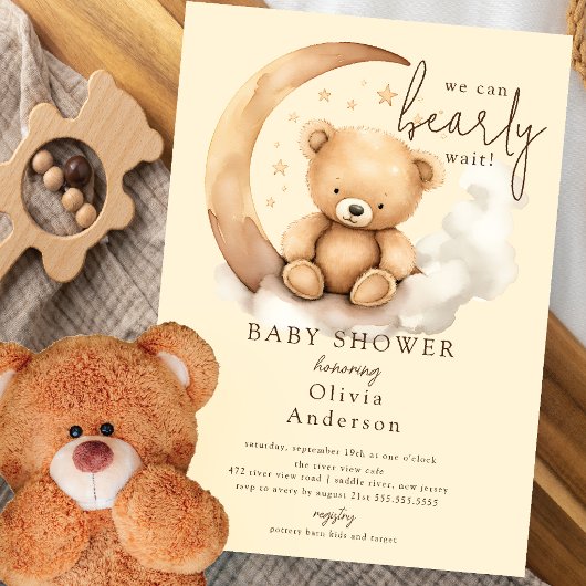 Invitation Baby shower Teddy Moon