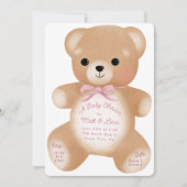 Invitation Baby shower Teddy Pink Bow (Devant)