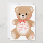 Invitation Baby shower Teddy Red Bow (Devant)