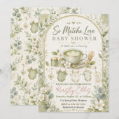 Invitation Baby Shower Tellement d'Amour Matcha (Devant / Derrière)