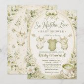 Invitation Baby Shower Tellement Matcha Love (Devant / Derrière)