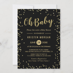 Invitation Baby shower tendance Black Gold Parties scintillan
