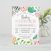 Invitation Baby shower tendance de typographie florale de pri (Debout devant)