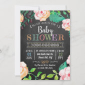 Invitation Baby shower tendance de typographie florale de pri (Devant)